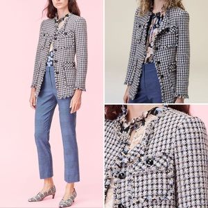 NWT Rebecca Taylor Houndstooth Tweed Jacket
